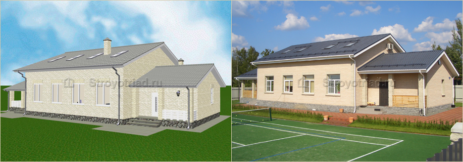 Проектирование банного комплекса загородного дома. Фасад из 